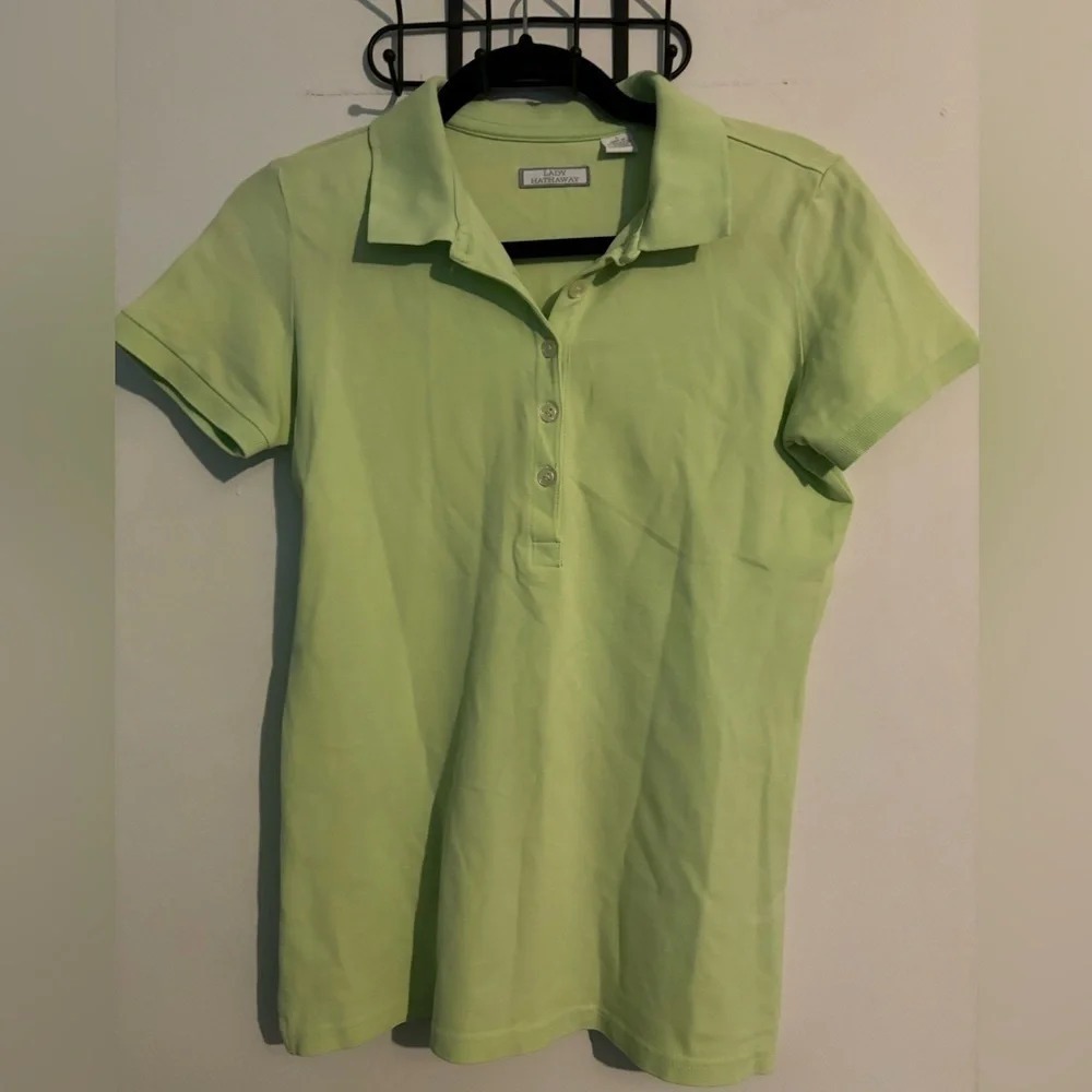 Lady Hathaway‎ Womens Sz Sm Short Sleeve Polo Green Golf Tennis Organic Cotton